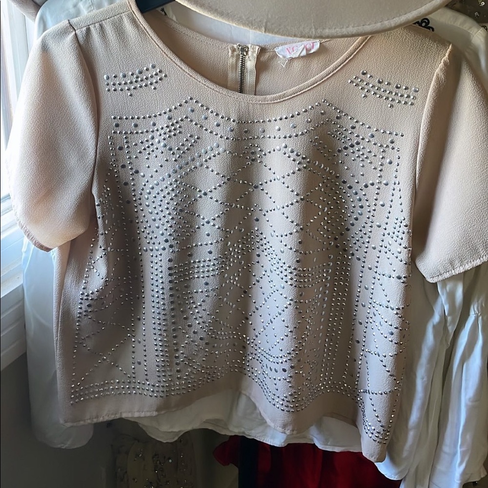 Agaci Metal bead short sleeve top